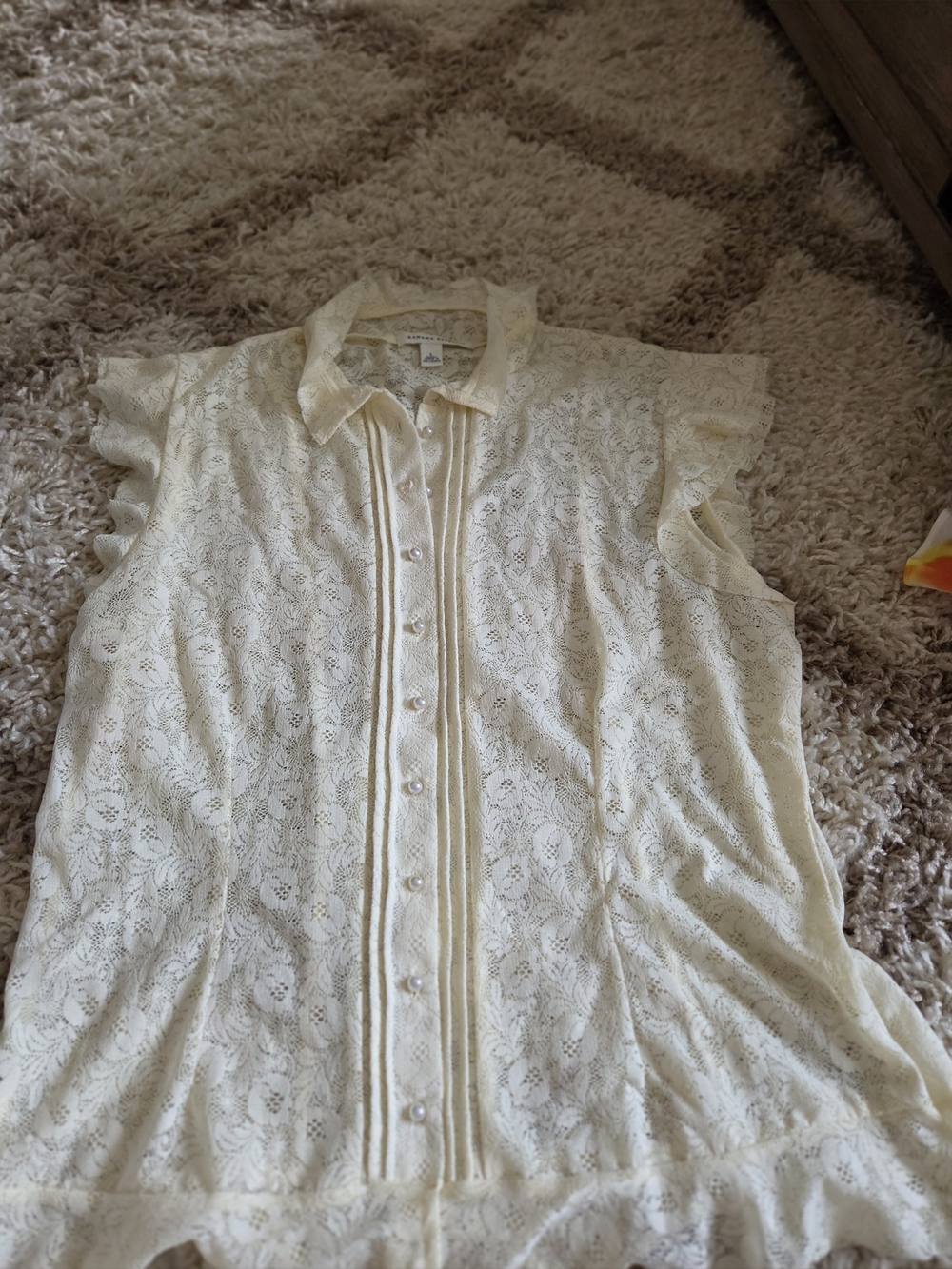Banana Republic Cream Lace Sleeveless Button-Front Blouse